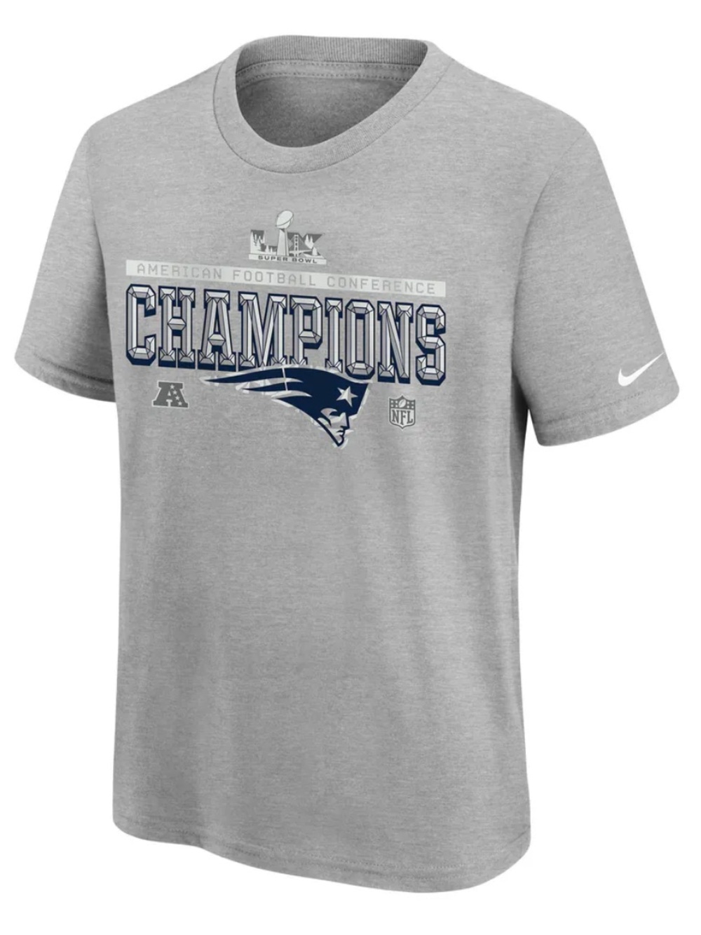 Nike Gray New England Patriots 2025 AFC Champions t shirt new size L youth